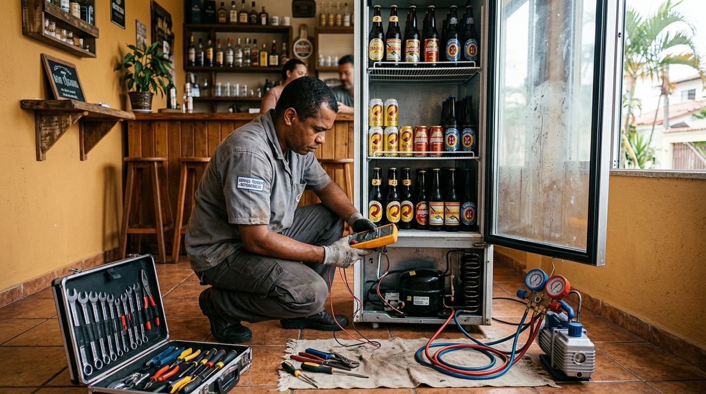 Substituição do termostato de uma cervejeira em Joinville‑SC